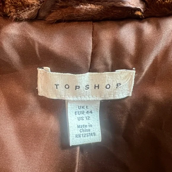 Topshop Women’s Ally Brown Soft Teddy Bear Faux Fur Coat size 12 - Picture 10 of 10